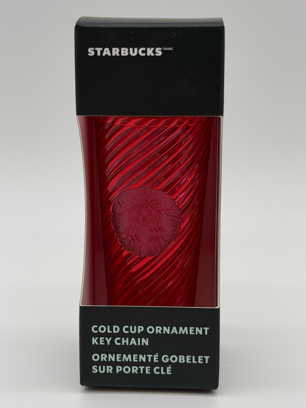 Starbucks Ornament Ornament Keychain Christmas 2024 Cold Cup Red Swirl